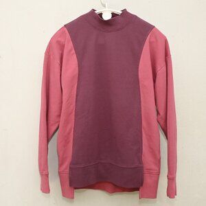 Athleta Sweatshirt M Colorblock Mock Neck Sweater Burgundy Pink Pullover